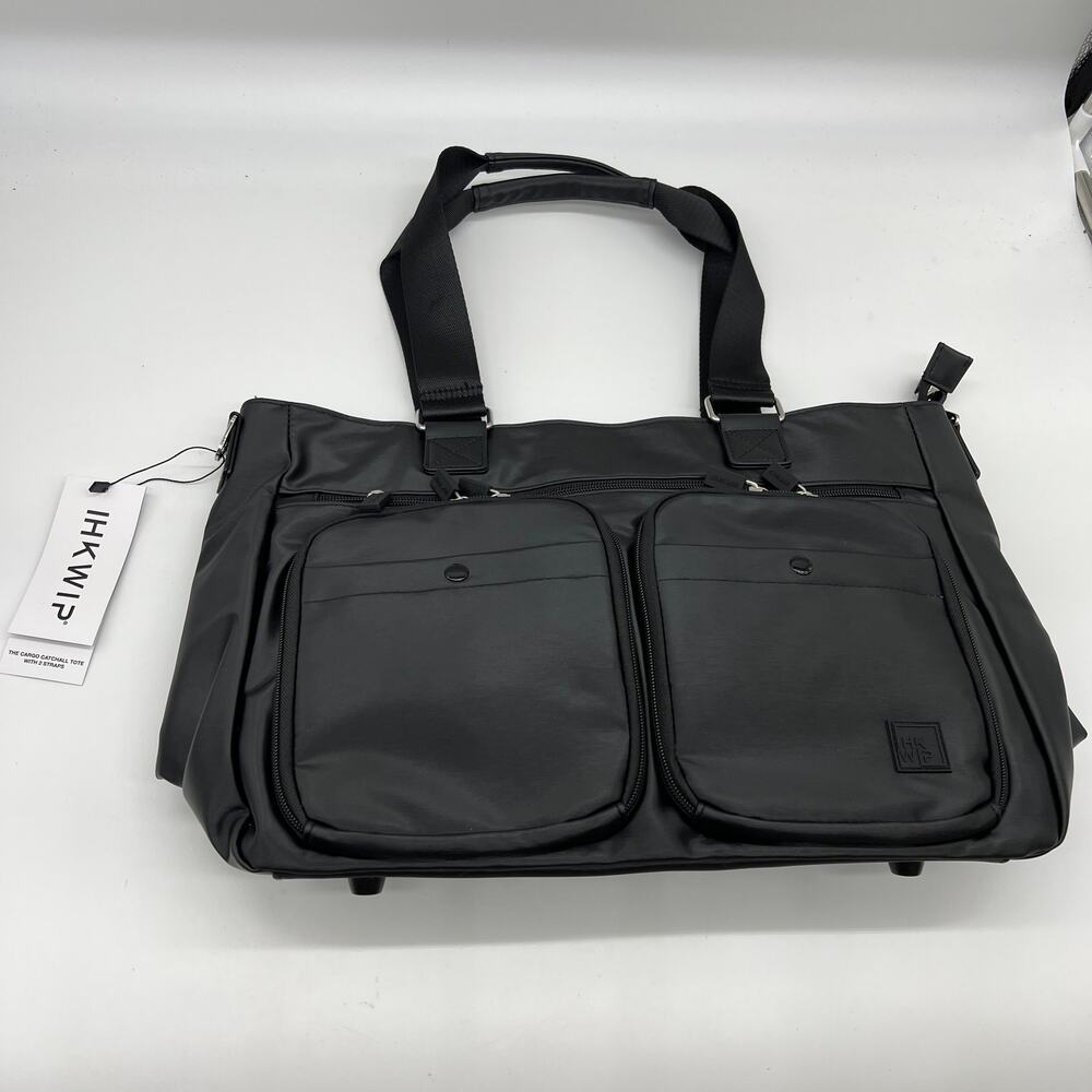 IHKWIP Cargo Catchall Tote with Two Crossbody Straps Metallic Black